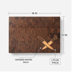 Planche à découper en bois artisanale rectangulaire, antidérapante, passe au lave-vaisselle, avec motif de couteau gravé - Product Image 4