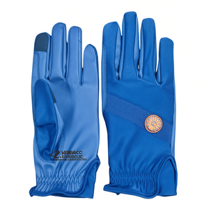 Riding Gloves Flexible Fit Polyester Back Synthetic Leather Palm High Grip <b>Equestrian</b> Gloves Elastic Cuff - Product Image 2