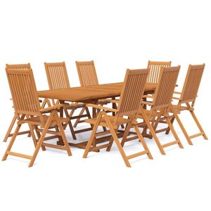 Grand ensemble de salle à manger de jardin en bois d'acacia massif, collection bois naturel - Product Image 2
