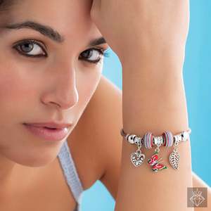 PRAO Anti-deslustre esmaltado mariposa y corazón encanto pulsera joyería fina para mujer - Product Image 2