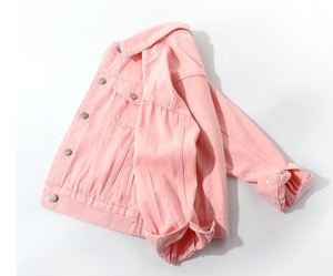 Women's Eco-friendly High Street Winter Bomber <b>Jacket</b> Multicolor <b>Short</b> Long <b>Sleeve</b> Casual Denim - Product Image 4
