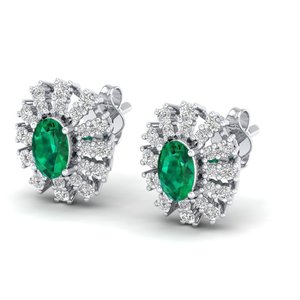 REYES New Design 14K 18K Solid Gold Oval Cut 0.73 Carat <b>Emerald</b> Gemstone with Diamond Screw Back <b>Stud</b> Earrings Fine Jewelry - Product Image 3