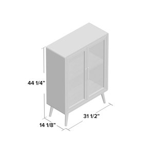 Gabinete de almacenamiento moderno de 2 puertas de madera y ratán de mediados de siglo para sala de estar - Product Image 5