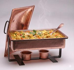 Recipiente rectangular de cobre para calentar y servir alimentos con tapa y recipientes para combustible para uso en restaurantes al mejor precio - Product Image 6