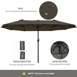 Ombrellone da Esterno a Doppia Faccia da 4,5m Extra Large Grigio con Manovella per Terrazzo, Prato, Giardino, Piscina, Palestra - Parasole da Giardino 2,7m - Product Image 6