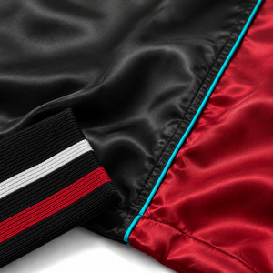 Veste de baseball en satin noir, couleur de l'équipe de basket de Miami, broderie personnalisée, vêtements d'équipe sportive, fabricant en gros - Product Image 6