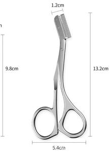 Ciseaux à sourcils en acier inoxydable avec peigne argenté, outil de maquillage et de rasage pour femmes et hommes, conception à étages avec fonction peigne - Product Image 5
