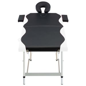 Cama de Masaje Plegable de Aluminio de 2 Zonas, Negra y Blanca, con Diseño Confortable - Product Image 2