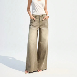 Servicio del fabricante: Jeans de mezclilla de moda urbana para mujer, de pierna ancha y estilo holgado, con lavado Monkey y efecto desgastado - Product Image 1