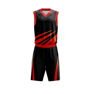 Maillot de basket-ball unisexe personnalisé, motif noir, 100% polyester, séchage rapide et respirant, ensembles imprimés pour adultes - Product Image 1