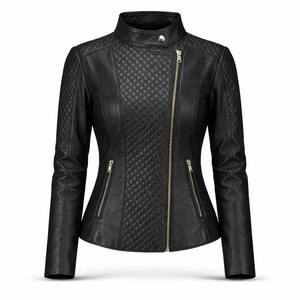 Chaqueta Bomber de Cuero Genuino y Lana con Paneles Acolchados, Cierre Asimétrico, Color Personalizado, Calidad Premium, OEM ODM - Product Image 1