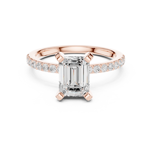 Anillo de Compromiso Vinson Project de Lujo con Moissanita Corte Esmeralda, Estilo Art Deco, con Detalles Pavé, Chapado en Oro de 14K, Acero Inoxidable, Engaste de Garras, Certificado GRA - Product Image 1