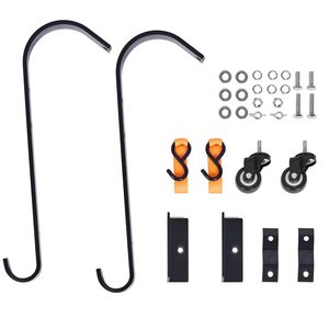 Set di 2 Ganci per Tetto in Acciaio Resistente con Ruota Fissa e Barra Girevole, Estensione per Grondaia, Stabilizzatore per Scala - Product Image 1