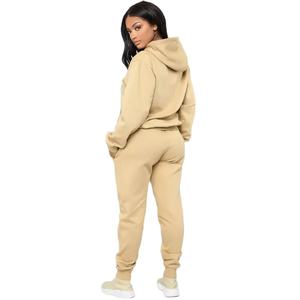 Conjunto de Sudadera con Capucha y Pantalones Deportivos de Algodón 100% con Logotipo Personalizado, para Mujer, Talla Grande, Informal, Liso, con Capucha - Product Image 3