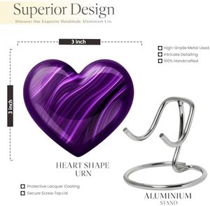 Exclusive Aluminum Heart Memorial <b>Keepsake</b> Urn Funeral <b>Ash</b> Container Crafted With Refined Artistic Surface Texture - Product Image 3