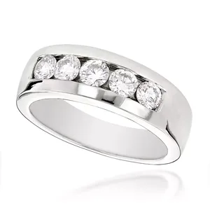 Anillo de Boda EtherStar de Lujo para Hombre, con 5 Diamantes Cultivados en Laboratorio de 0.50ctw, en Oro Sólido de 18K - Product Image 3