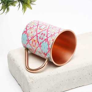 Taza de cobre con estampado de azulejos marroquíes y patrón geométrico colorido, vajilla de diseño para el hogar, cafetería, hotel y regalos. - Product Image 1