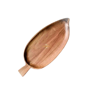 Bandeja de Servir de Madera con Forma de Hoja, Diseño Ecológico de Madera Sólida para Servir Alimentos, Decoración del Hogar y Estilismo de Mesa - Product Image 3