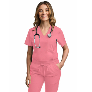 Short Sleeved Hospital <b>Doctor</b> Uniforms Pink Color Cotton Polyester Ladies Hospital And Clinic Scrubs <b>Sets</b> - Product Image 2