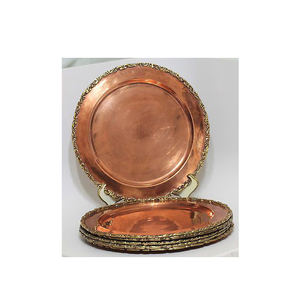 Assiette de présentation en laiton poli miroir, bordure en laiton plaqué or, assiette de présentation ronde sécurisée, vaisselle, assiettes de présentation - Product Image 1