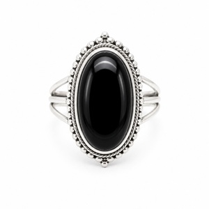 Natural Black Onyx Oval <b>Ring</b> <b>925</b> Sterling <b>Silver</b> Handmade Gemstone <b>Ring</b> Birthday Gift for Women - Product Image 1