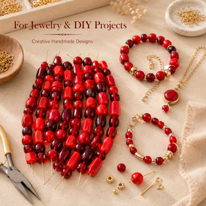 Elegant <b>Red</b> Glass <b>Beads</b> Strand Assorted Shapes and Sizes Smooth Plain Finish Loose <b>Beads</b> for Handmade Jewelry Making and Craft - Product Image 4