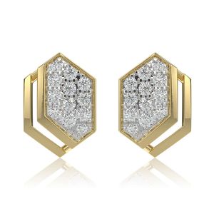 Pendientes de Oro Amarillo con Diamantes Cultivados en Laboratorio, Diseño Hexagonal Geométrico en Racimo - Product Image 3