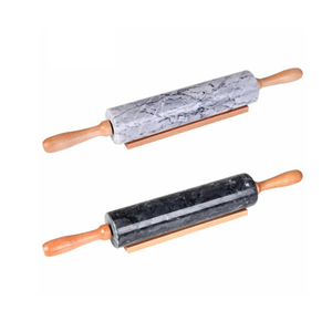 Rouleau à pâtisserie en marbre avec manche et support en bois pour la pâtisserie, les pizzas, les biscuits, les tartes, vente en gros, fournitures de cuisine pour hôtels - Product Image 1