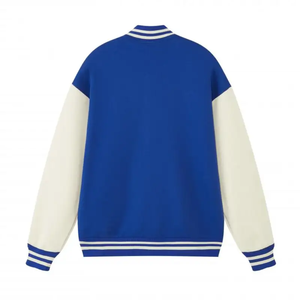 แจ็คเก็ตวาร์ซิตี้ปักลายแบบดิสเทรสใหม่สำหรับผู้ชาย แจ็คเก็ตหนังสำหรับเล่นบาสเกตบอลในฤดูหนาว พร้อมลายตัวอักษร - Product Image 6