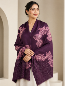 Long Lace and Heavy Stone Work Breathable & Durable Scarf for Women All Seasons Fashion Elegant <b>Shawl</b> <b>Wrap</b> - Product Image 6