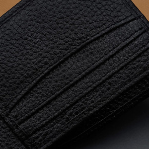 Portefeuille homme en cuir véritable noir, fin, avec porte-cartes, poche pour billets, plusieurs fentes, minimaliste, de qualité supérieure - Product Image 4