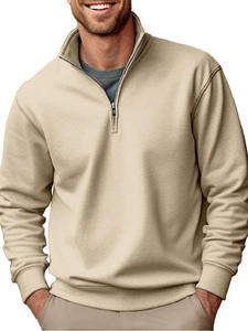 Sweat-shirt à col montant zippé pour homme, pull tricoté à demi-zip, finition lisse, idéal pour le sport, décontracté ou comme pièce de superposition quotidienne - Product Image 4