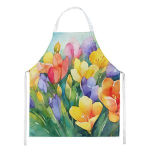 Unisex Large Multicolor Watercolor Freesias <b>Apron</b> for Cooking Baking Crafts <b>Gardening</b>-for Adults Women and Men - Product Image 1