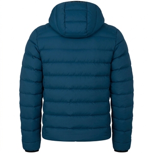 <b>Men's</b> Blue Hooded Down Coat Regular Fit Casual Zipper Closure Thick Insulated Outerwear - Product Image 2