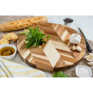 Planche à découper en bois d'acacia naturel faite à la main, design moderne écologique, taille personnalisée, économique, planche à découper pour légumes - Product Image 4