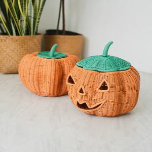Kids <b>toy</b> storage pumpkin shaped <b>organizer</b> baskets eco-friendly rattan basket nursery room decor - Product Image 1