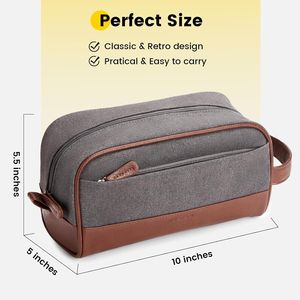 Sac de toilette en toile grise pour homme Vorspack, sac de voyage résistant à l'eau avec accessoires, excellente idée cadeau - Product Image 3