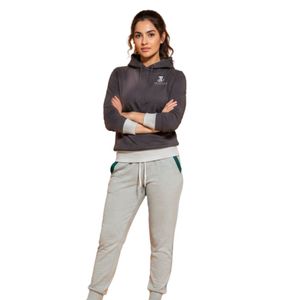 Women's <b>Charcoal</b> Pullover Hoodie and Light Grey <b>Jogger</b> Pants Two Piece Casual Athletic Tracksuit Set - Product Image 1