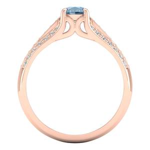 Bague en argent sterling 925 de conception exclusive REYES, pierre précieuse aquamarine ronde de 0,5 carat, faite à la main, pierre de naissance, bijoux fins - Product Image 4