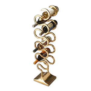 Bronze Metal Wine Rack 10-19 Bottle Display Stand Home Furniture Decorative Bottle Holder <b>Freestanding</b> Geometric Wine Bottle - Product Image 4