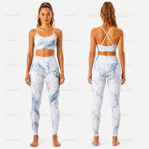 Conjunto de Yoga con Estampado de Mármol para Mujer, Leggings de Cintura Alta, Sujetador Deportivo, Ropa Deportiva para Gimnasio, Conjunto de Ropa Deportiva Activa para Mujer - Product Image 5