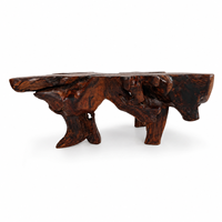Table à manger antique en bois massif, table basse en racine de teck, table en bois irrégulière pour la maison, l'hôtel, le bar