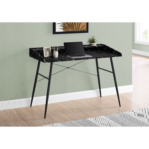 Scrivania Moderna per Ufficio Domestico da 48 Pollici con Laminato Effetto Marmo Nero, Struttura in Metallo Nero e Ripiani Porta Laptop, Design Contemporaneo - Product Image 5