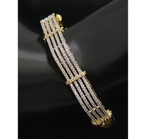 Bracelets élégants de qualité supérieure, finition or et blanc, design tendance, ouvrables, pour mariage, fiançailles, soirée, pour femmes - Product Image 2