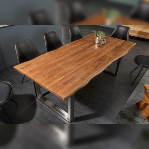 Vandana Natural Layer <b>wood</b> dining table MAMMUT NATURE 200cm acacia stainless steel tree edge 3.5cm table <b>top</b> - Product Image 4
