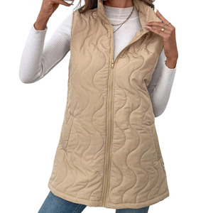 Gilet matelassé d'hiver kaki personnalisé pour femme, décontracté, avec fermeture éclair et rembourrage en coton, design bulle - Product Image 1