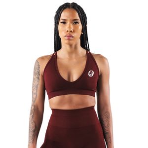 Sujetador Deportivo con Escote Profundo en V para Mujer, Color Borgoña, Ligero, Absorbe la Humedad, para Gimnasio, Fitness, Ejercicio y Entrenamiento - Product Image 1