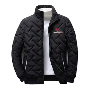Chaqueta Acolchada Ecológica para Hombre Sports Code, Color Marrón, Cuello Alto, Cierre de Cremallera, Tela de Lona, 100% Fibra de Poliéster - Product Image 4