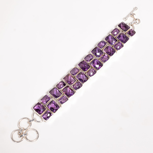 Natural Purple <b>Amethyst</b> Gemstone Tennis <b>Bracelet</b> 925 Sterling Silver Rose Gold Yellow Gold Plated Handmade Jewelry Christmas Gif - Product Image 1