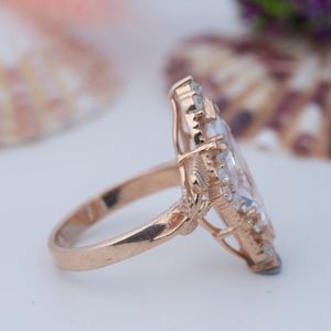 Bague de fiançailles en argent sterling 925 plaqué or 14 carats avec moissanite taille marquise style couronne certifiée - Product Image 3